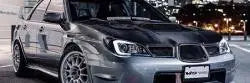 On Car Look of the New VS2 Carbon Fiber Hood for 06-07 Subaru Impreza WRX/STI