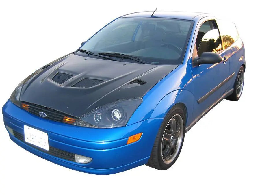 2000-2004 Ford Focus 2 doors 4 doors EVO Style Carbon Fiber Black Hood-1