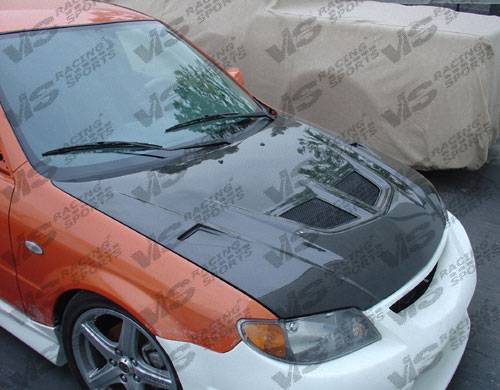 2002-2003 Mazda Protege 5 doors EVO Style Carbon Fiber Black Hood-1