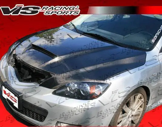 2004-2009 Mazda 3 Hatchback M Speed Style Carbon Fiber Black Hood-2