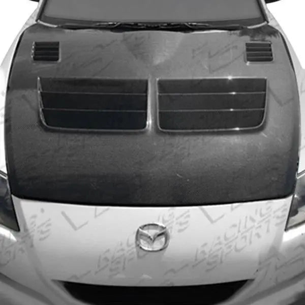 2004-2012 Mazda RX8 2 doors Razor Style Carbon Fiber Black Hood-1