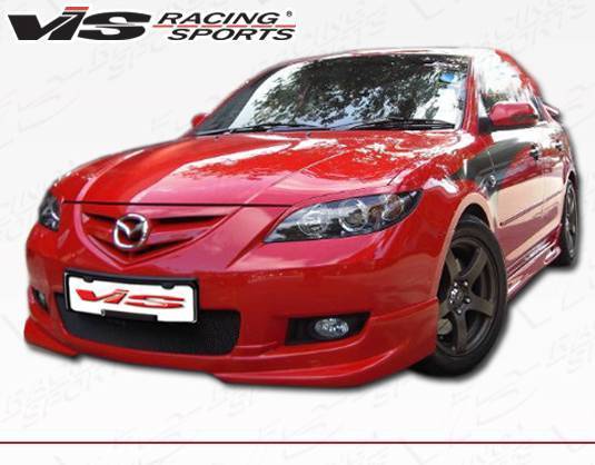 2007-2009 Mazda 3 4 doors POLYURETHANE Black Front Lip-2