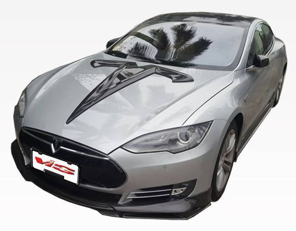 2012-2015 Tesla Model S Carbon Fiber Black Front Lip-2
