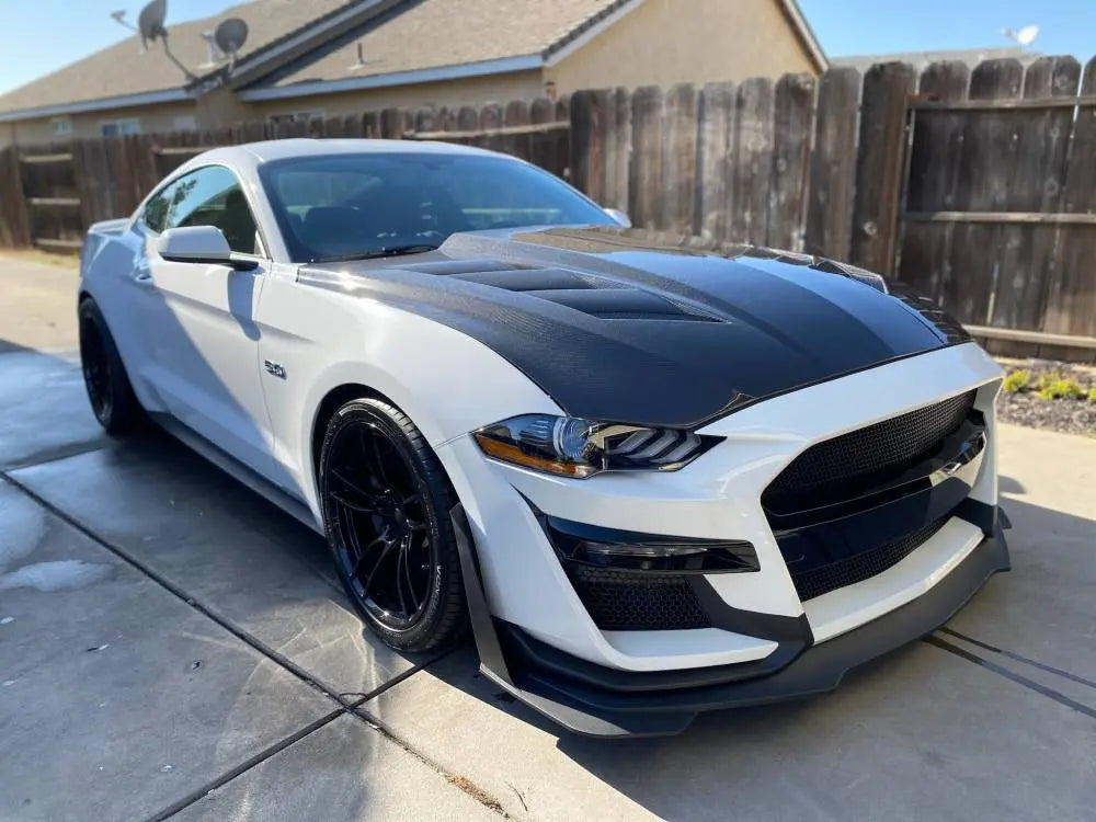 2018-2023 Ford Mustang 2 doors AMS Style Carbon Fiber Black Hood-2