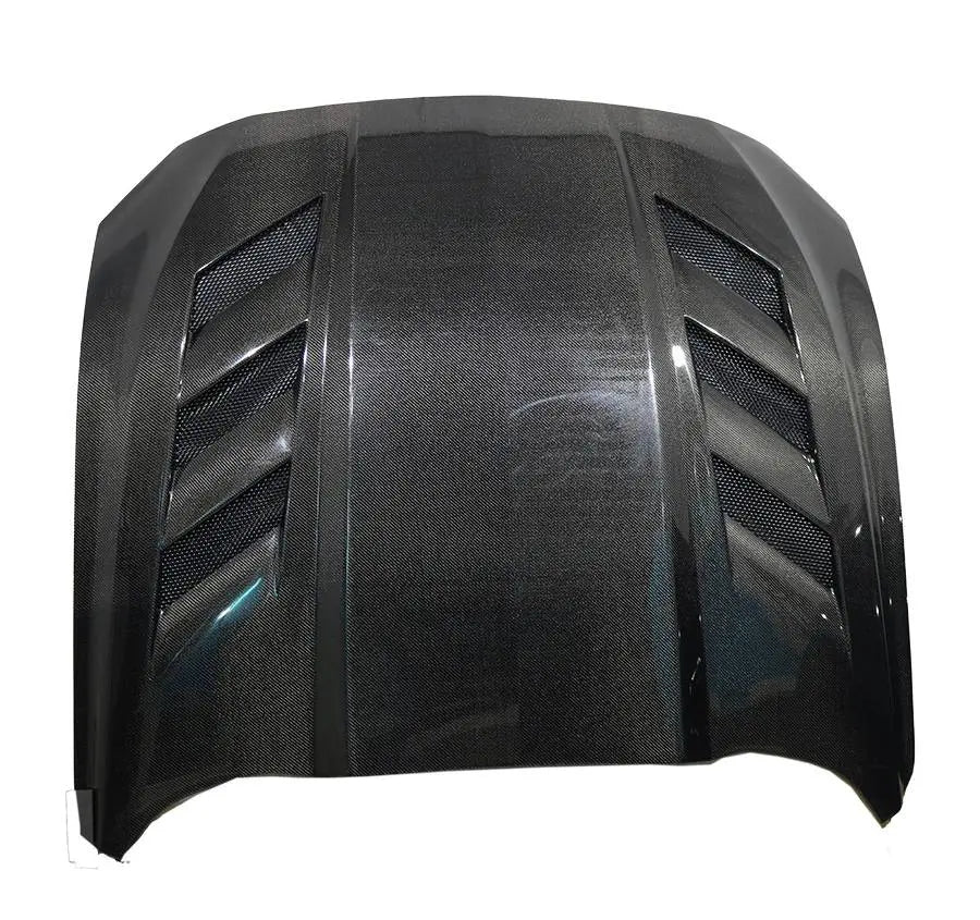 2018-2023 Ford Mustang 2 doors AMS Style Double Sided Carbon Fiber Carbon Fiber Black Hood-3