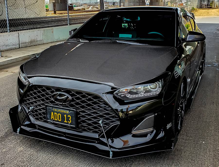 2019-2021 Hyundai Veloster 2 doors OEM Style Carbon Fiber Black Hood-1