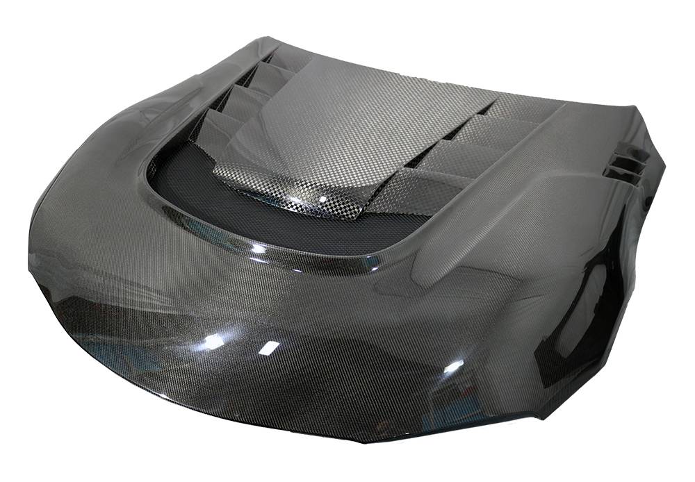 2020-2024 Toyota Supra 2 doors VRS Style Double Sided Hybrid Carbon Fiber Double Sided Carbon Fiber Carbon Fiber Black Hood-1
