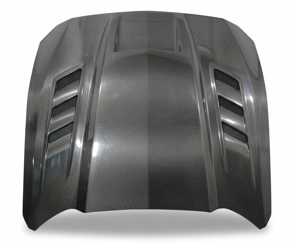 2024-2026 Ford Mustang 2DR Terminator Style Double Sided Carbon Fiber Hood