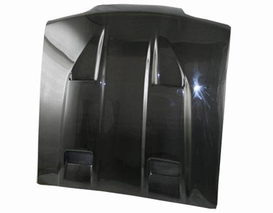 1987-1993 Ford Mustang 2 doors Marh 5 Style Carbon Fiber Black Hood-2
