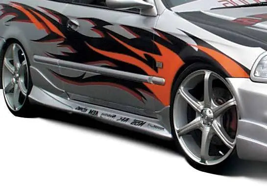 1996-2000 Honda Civic Hatchback 2 doors POLYURETHANE Black Side Skirts-1
