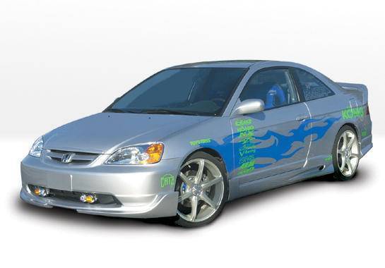 2001-2003 Honda Civic 2 doors POLYURETHANE Black Full Kit-2