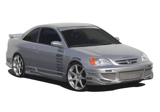 2001-2003 Honda Civic 2 doors POLYURETHANE Black Full Kit-1