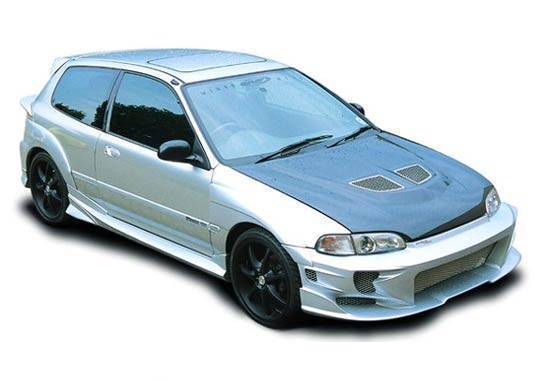 1992-1995 Honda Civic Hatchback POLYURETHANE Black Full Kit-2