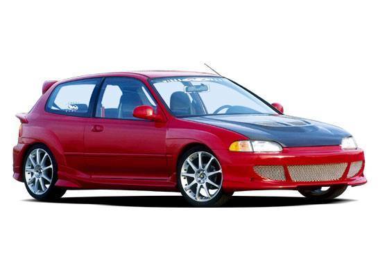 1992-1995 Honda Civic Hatchback POLYURETHANE Black Full Kit-1