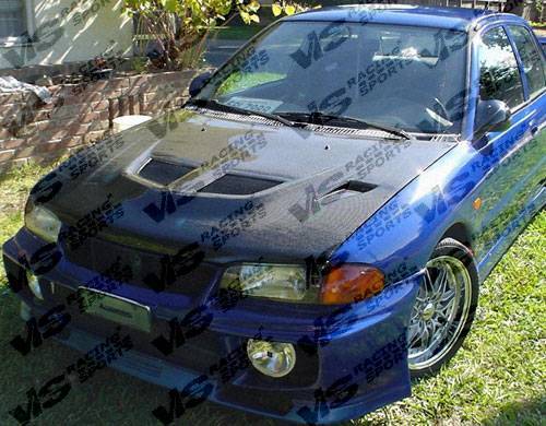 1993-1996 Mitsubishi Mirage 4 doors EVO 5 Style Carbon Fiber Black Hood-4