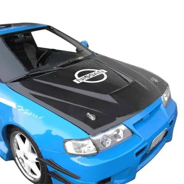 1995-1999 Nissan Sentra 4 doors INVADER Style Carbon Fiber Black Hood-1
