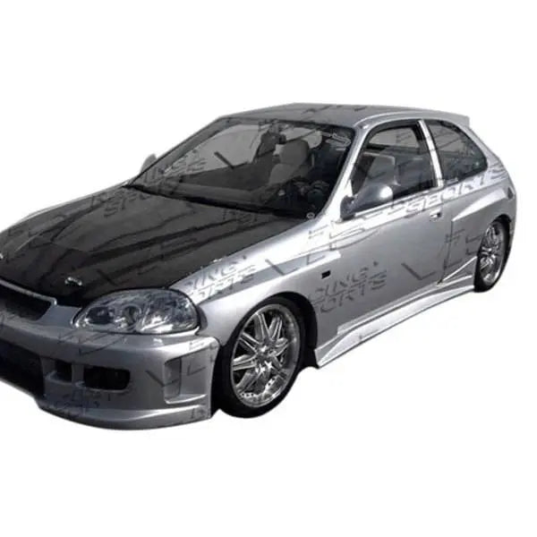 1996-2000 Honda Civic Hatchback 2 doors QUEST Style FRP Primer Side Skirts-1