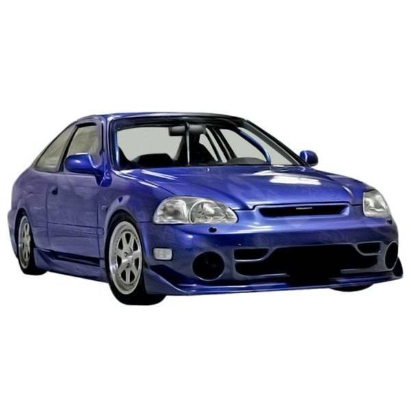 1996-1998 Honda Civic Hatchback 4 doors 2 doors TECHNO R Style FRP Primer Front Bumper-1