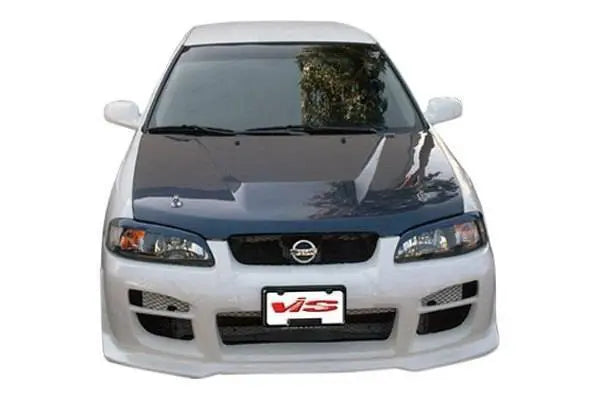2000-2003 Nissan Sentra 4 doors INVADER Style Carbon Fiber Black Hood-1