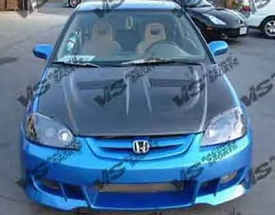 2001-2003 Honda Civic 2 doors 4 doors XTREME GT Style Carbon Fiber Black Hood-5