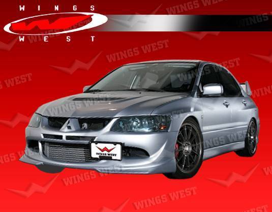 2003-2005 Mitsubishi EVO 8 4 doors INVADER Style POLYURETHANE Black Front Lip-2