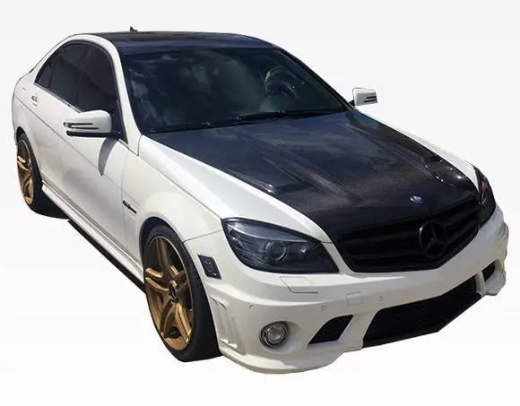 2008-2011 Mercedes C Class C63 4 doors DTM Style Carbon Fiber Black Hood-1