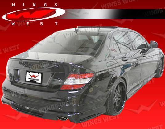 2008-2011 Mercedes C Class W204 4 doors POLYURETHANE Black Rear Lip-1