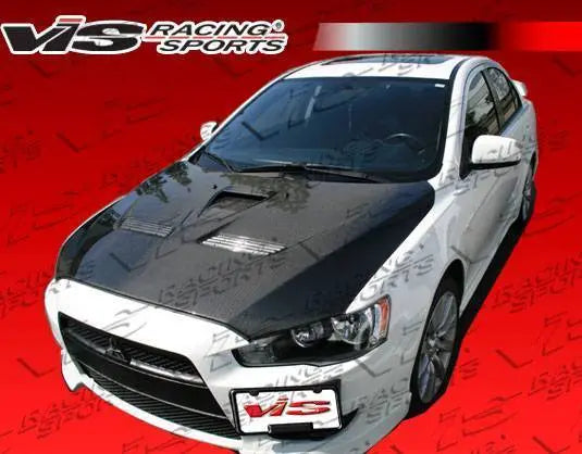 2008-2017 Mitsubishi Lancer 4 doors EVO 10 Style Carbon Fiber Black Hood-2