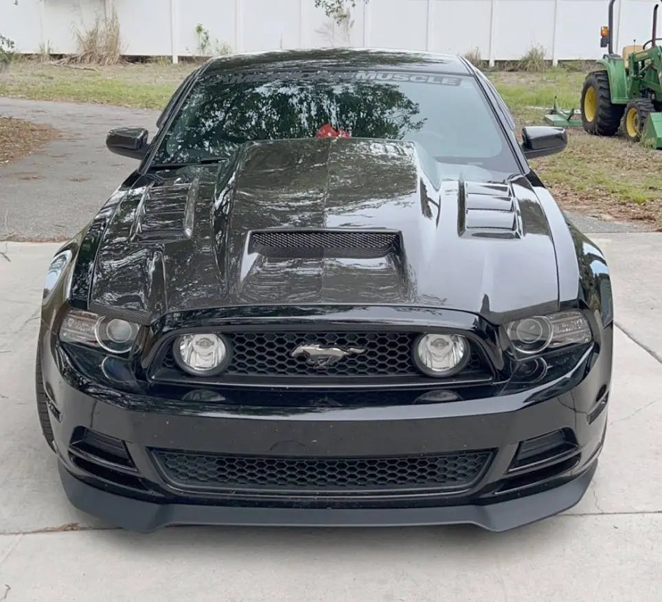2013-2014 Ford Mustang 2 doors TERMINATOR Style Carbon Fiber Black Hood-5