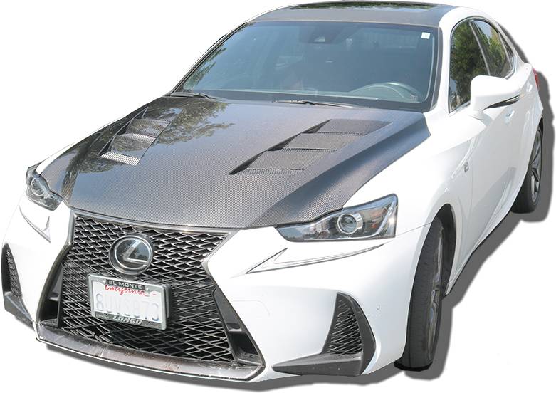 2014-2020 Lexus IS250 IS350 4 doors AMS Style Carbon Fiber Black Hood-4
