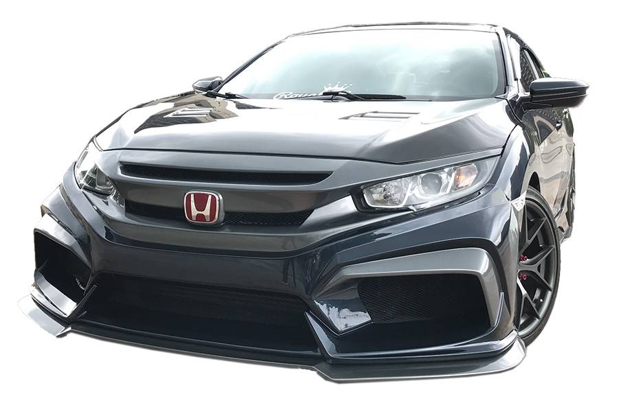 2016-2021 Honda Civic 4 doors Black Front Bumper-3