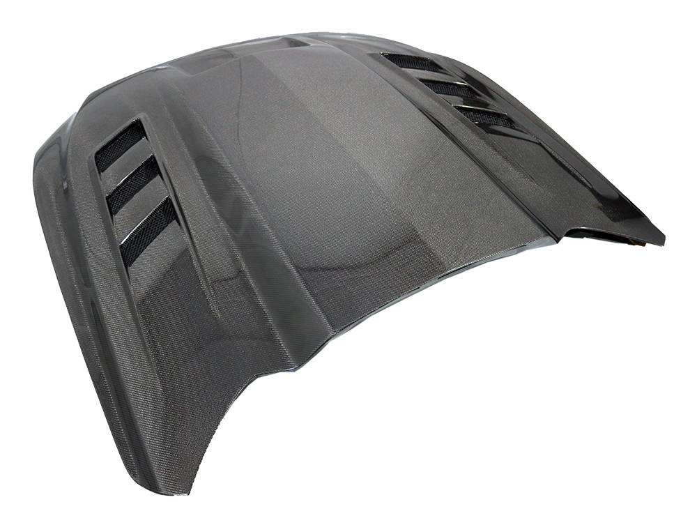 2018-2023 Ford Mustang 2 doors TERMINATOR Style Double Sided Carbon Fiber Black Hood-3