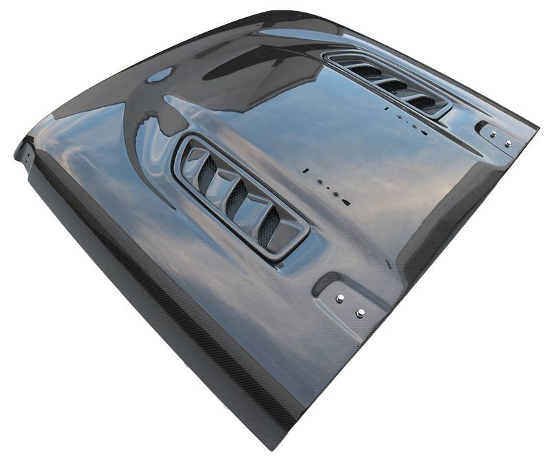 2018-2019 Jeep Wrangler 4 doors Rubicon Style Style Carbon Fiber Black Hood-3