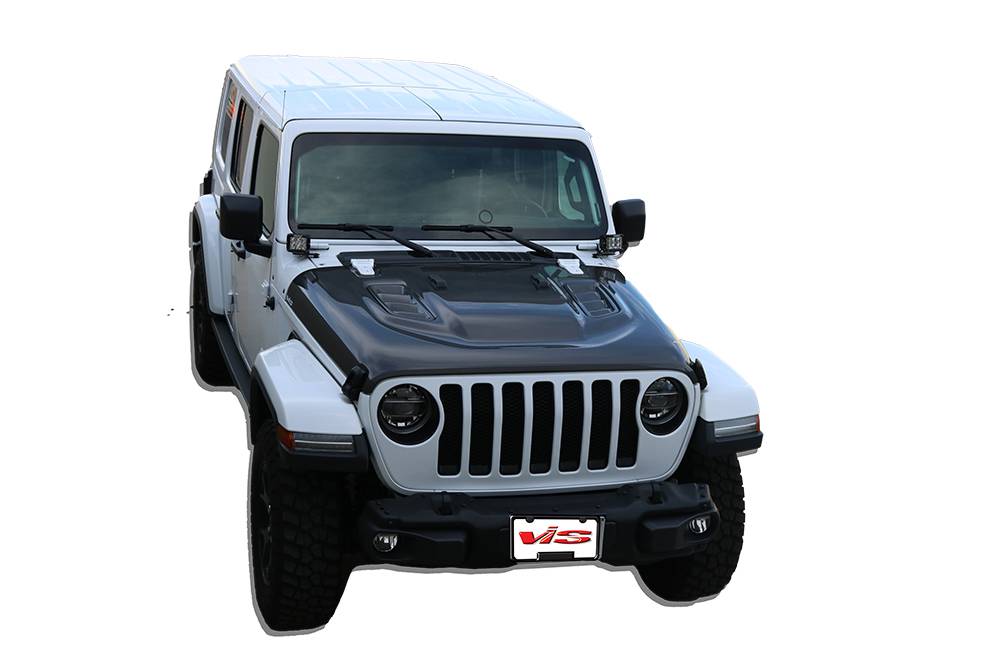 2020-2023 Jeep Gladiator 4 doors Rubicon Style Style Carbon Fiber Black Hood-2