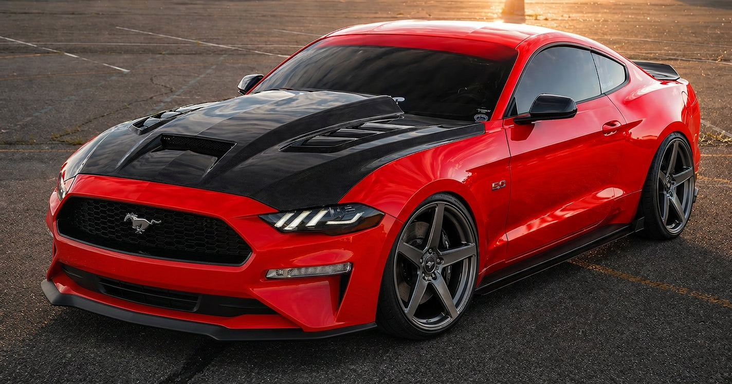 2024-2026 Ford Mustang 2DR Terminator Style Double Sided Carbon Fiber Hood