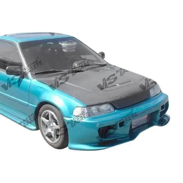 1988-1991 Honda CRX JDM Hatchback TECHNO R Style Carbon Fiber Black Hood-2