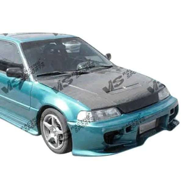 1988-1991 Honda CRX Hatchback US (SIR) Style Carbon Fiber Black Hood-2