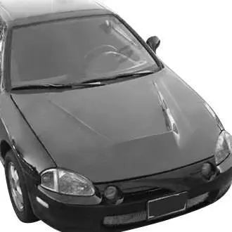 1988-1991 Honda CRX Hatchback INVADER Style Carbon Fiber Black Hood-3
