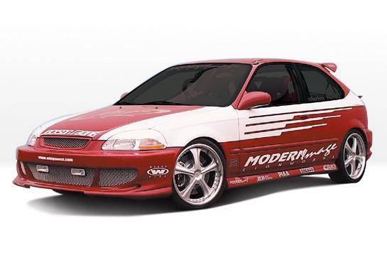 1996-1998 Honda Civic Hatchback POLYURETHANE Black Full Kit-2