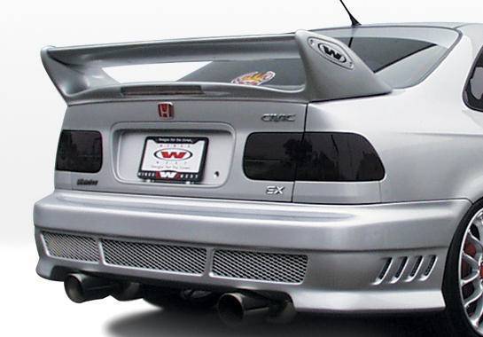 1996-2000 Honda Civic 2 doors 4 doors POLYURETHANE Black Rear Bumper-1