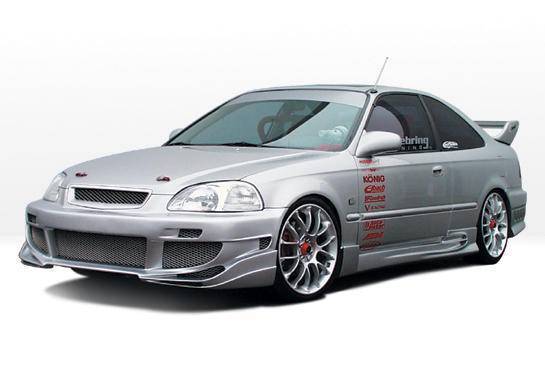 1999-2000 Honda Civic 2 doors POLYURETHANE Black Full Kit-1