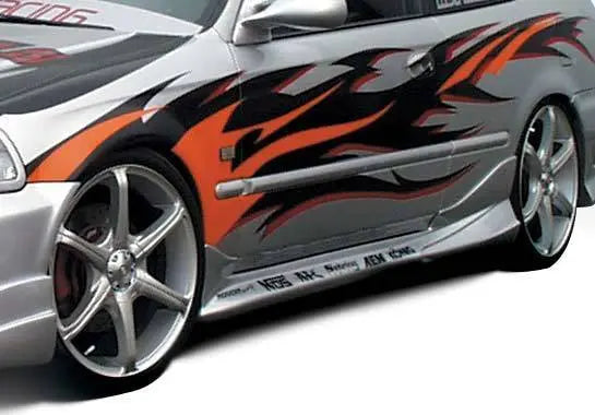 1996-2000 Honda Civic Hatchback 2 doors POLYURETHANE Black Side Skirts-1