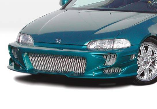 1992-1995 Honda Civic Hatchback 2 doors POLYURETHANE Black Front Bumper-1