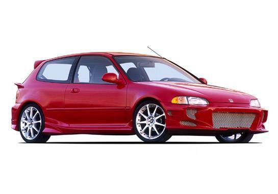 1992-1995 Honda Civic Hatchback POLYURETHANE Black Full Kit-2