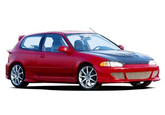 1992-1995 Honda Civic Hatchback POLYURETHANE Black Full Kit-1
