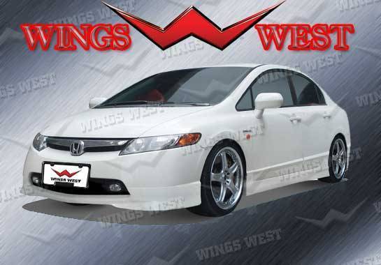 2006-2008 Honda Civic 4 doors POLYURETHANE Black Full Kit-2