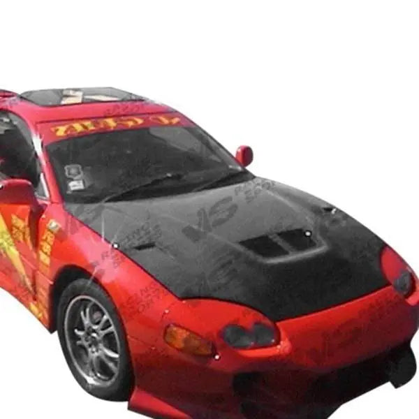 1991-1993 Mitsubishi 3000GT 2 doors EVO II Style Carbon Fiber Black Hood-1