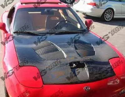 1993-1996 Mazda RX7 2 doors FUZION Style Carbon Fiber Black Hood-3