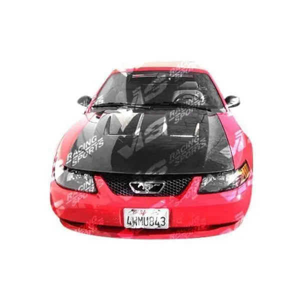 1994-1998 Ford Mustang 2 doors Heat Extractor Style Carbon Fiber Black Hood-1