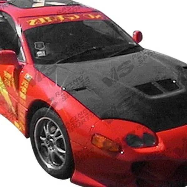 1994-1998 Mitsubishi 3000GT 2 doors EVO II Style Carbon Fiber Black Hood-2